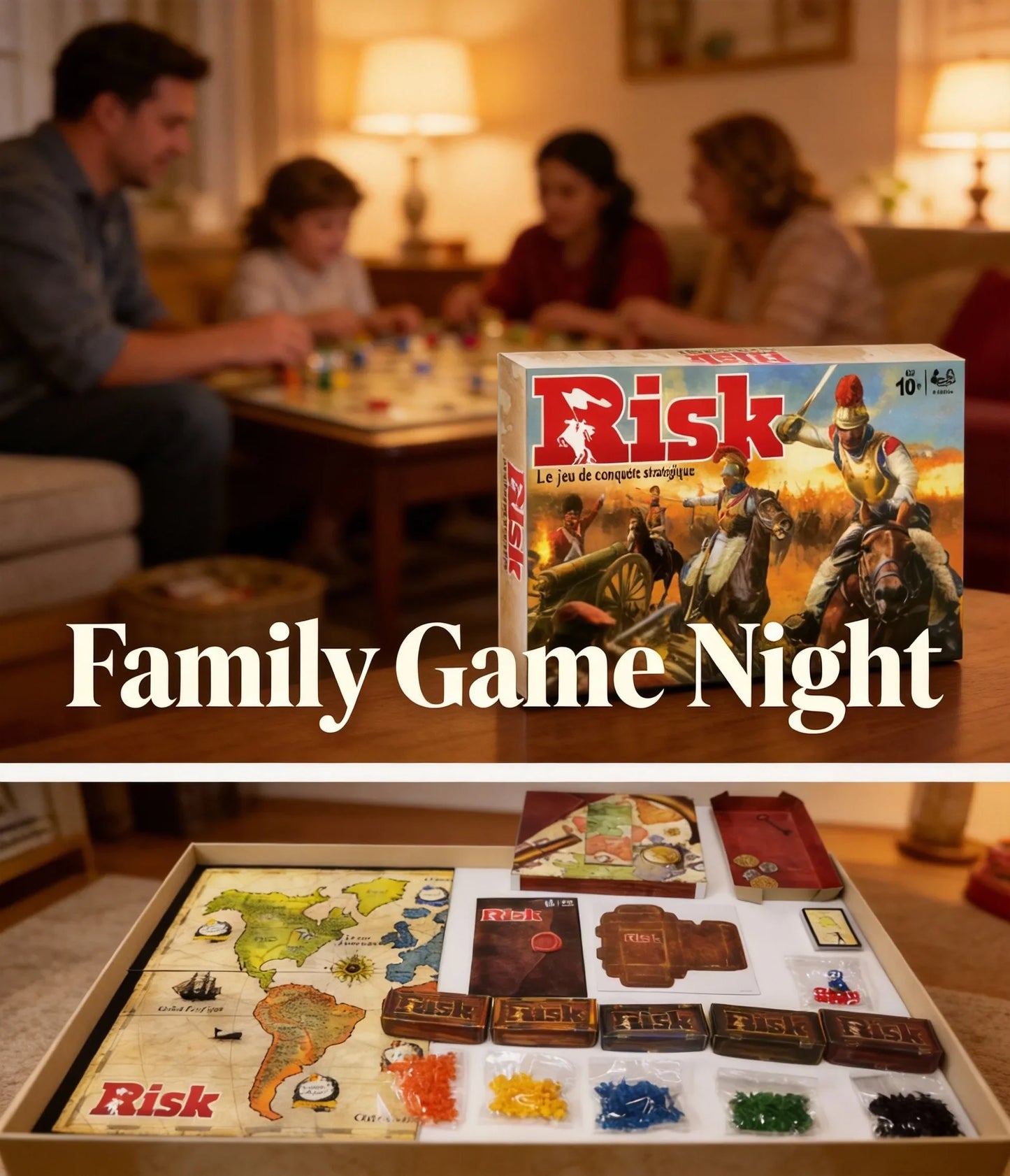 French Risk Strategy Board Game Classic World Conquest Game 2-5 Players Ages 10+ Premium Components Vintage Design