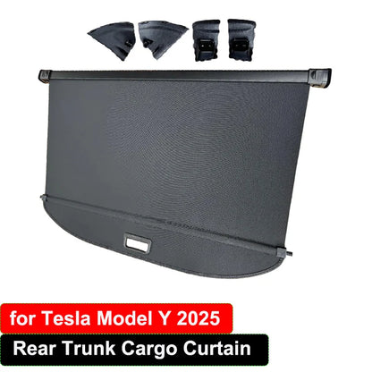 for Tesla New Model Y Juniper 2025 Cargo Curtain Cover Retractable Rear Trunk Luggage Carrier Privacy Protect Cover Accessories