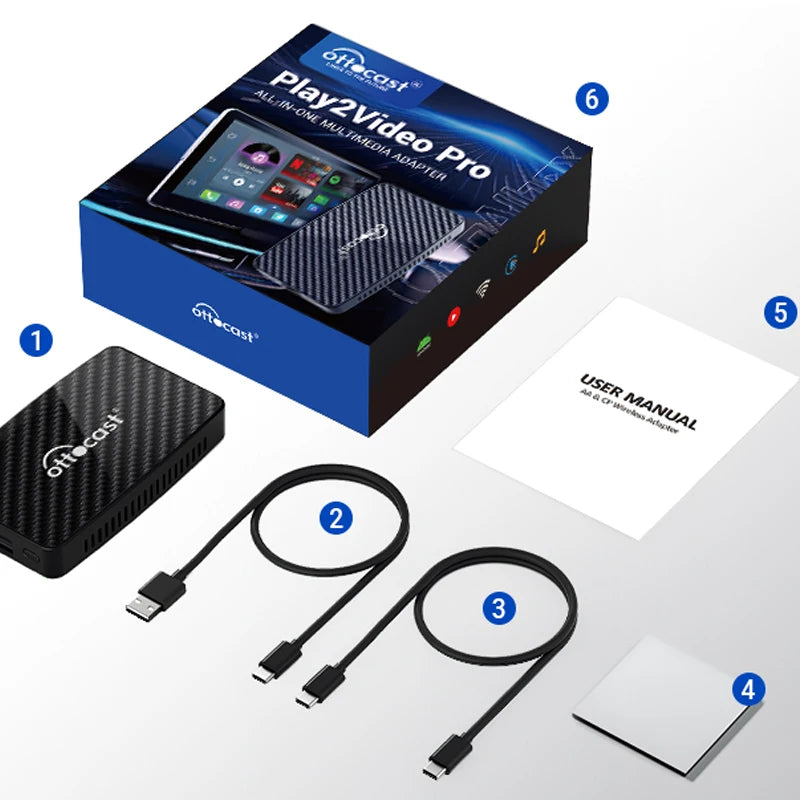 OTTOCAST Play2Video Pro Ai Box Wireless CarPlay Android Auto Adapter Built in  Netflix YouTube IPTV Video Box for 98% of Cars