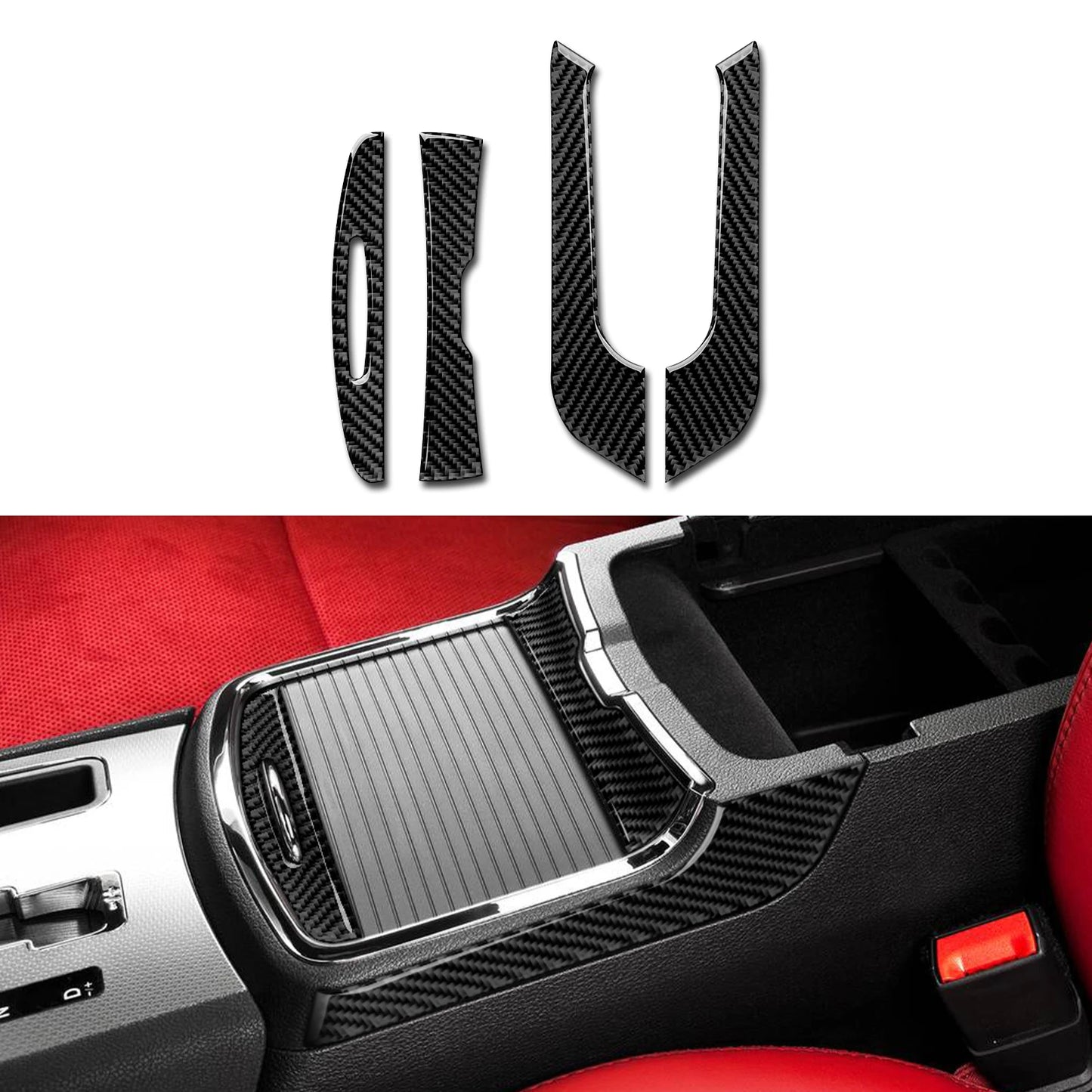 For Chrysler 300 (2011-2014) Car Center Console Gear Shift Panel Steering Wheel Cover Carbon Fiber Interior Sticker Accessories