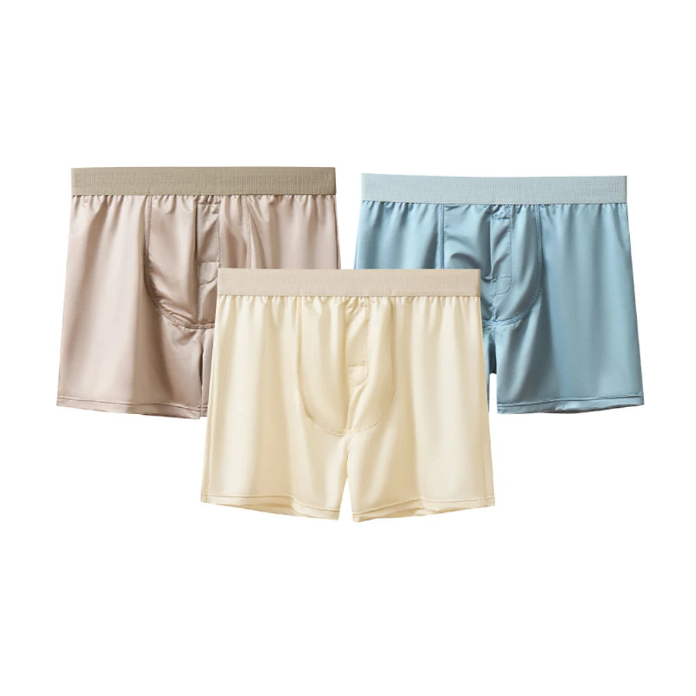 3PCS/Pack Luxury Satin-like Alo Underpants Breathable 10A Antibacterial Silk Mesh Crotch Boxers High Elastic Waistband Underwear
