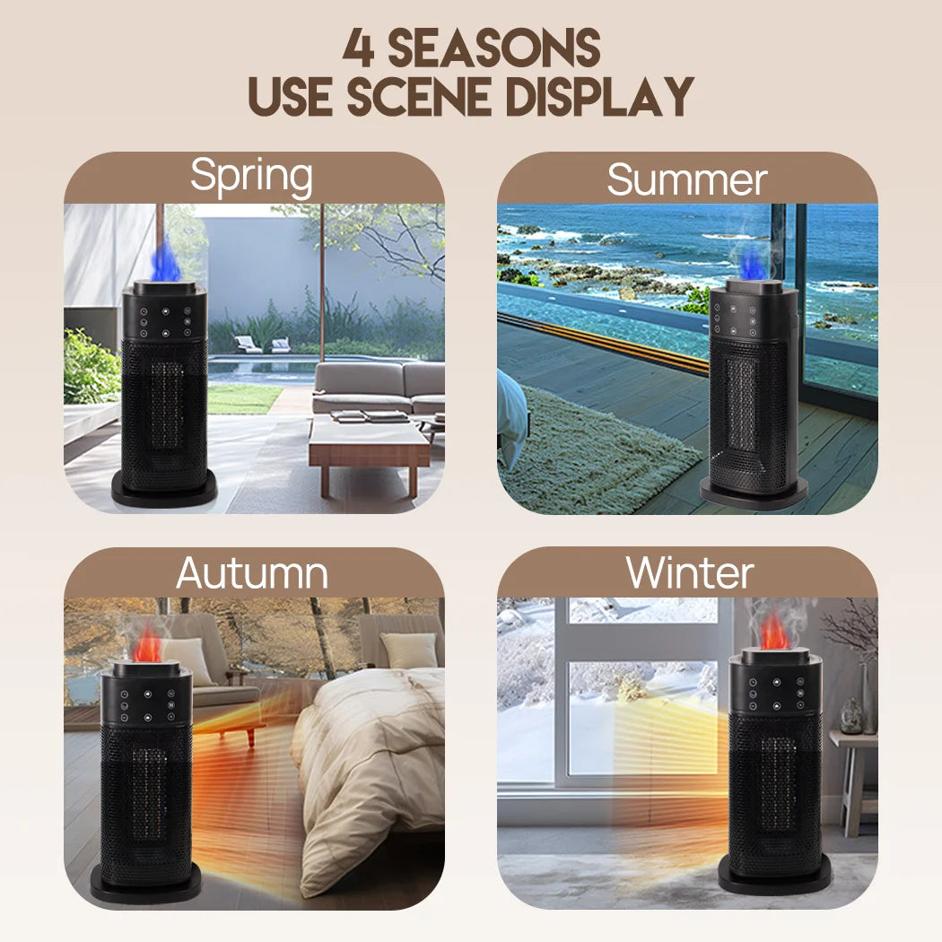 PORIYA 2000W Electric Tower Fan Heater Instant Heating Purifying Fan w/Remote