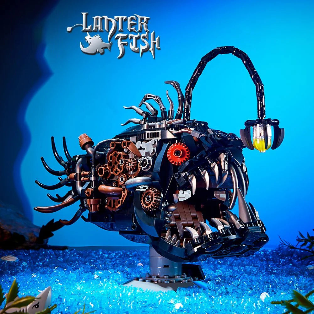 Mechanical Piranha Building Blocks LED Light MOC DIY Assembly Model Desktop Home Decor Ornament Birthday Gift Kids Boys Girls Ad