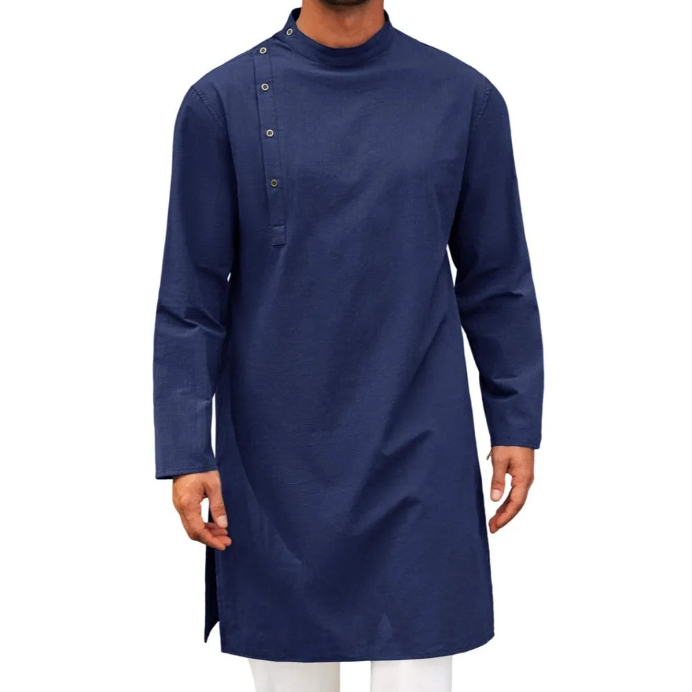 Mens Arab Long Shirt Traditional Muslim Thobe Kaftan Casual Wear Muslim Fashion