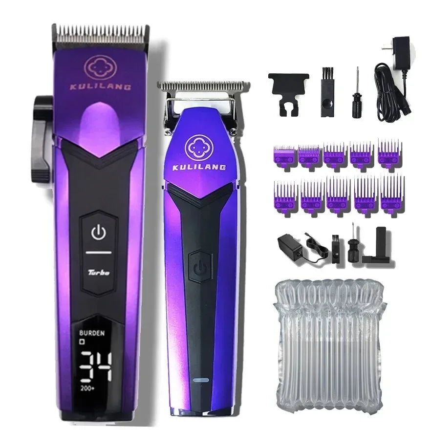KULILANG R77F R55F BRD808 Professional Electric Hair Clipper Set Gradient Carving Hair Trimmer Electric Shaver Salon Barber Shop
