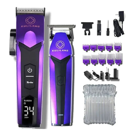 KULILANG R77F R55F BRD808 Professional Electric Hair Clipper Set Gradient Carving Hair Trimmer Electric Shaver Salon Barber Shop