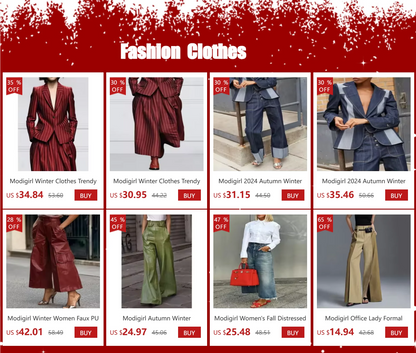 Modigirl Trendy Women's Suit Pants Autumn Spring Loose Wide Leg Asymmetric Solid Color Split-Joint High Waisted Formal Trousers