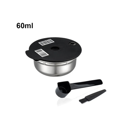 Stainless Steel Reusable Tassimo Coffee Pod Refillable Coffee Capsule for Bosch Tassimo Maker 60 180 200 220ML Silicone Lid