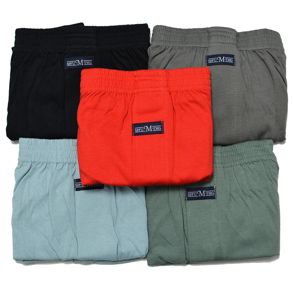 5PCS/Pack 100% Cotton Men Solid Pajama Pants Casual Elastic Waist Sleeping Shorts 3D Crotch Bottoms Breathable Pijama Hombre
