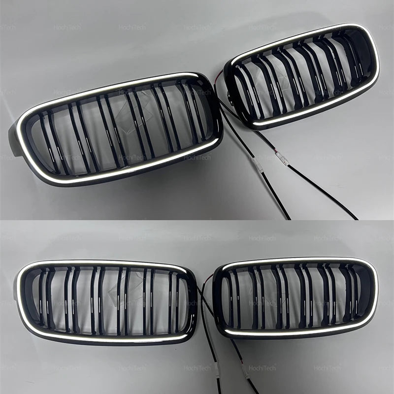 LED Light Front Bumper Racing Grille Grill For BMW 3 Series F30 F31 320i 330i 335i 2012-2019 1 Pair Gloss Black Kidney Grills