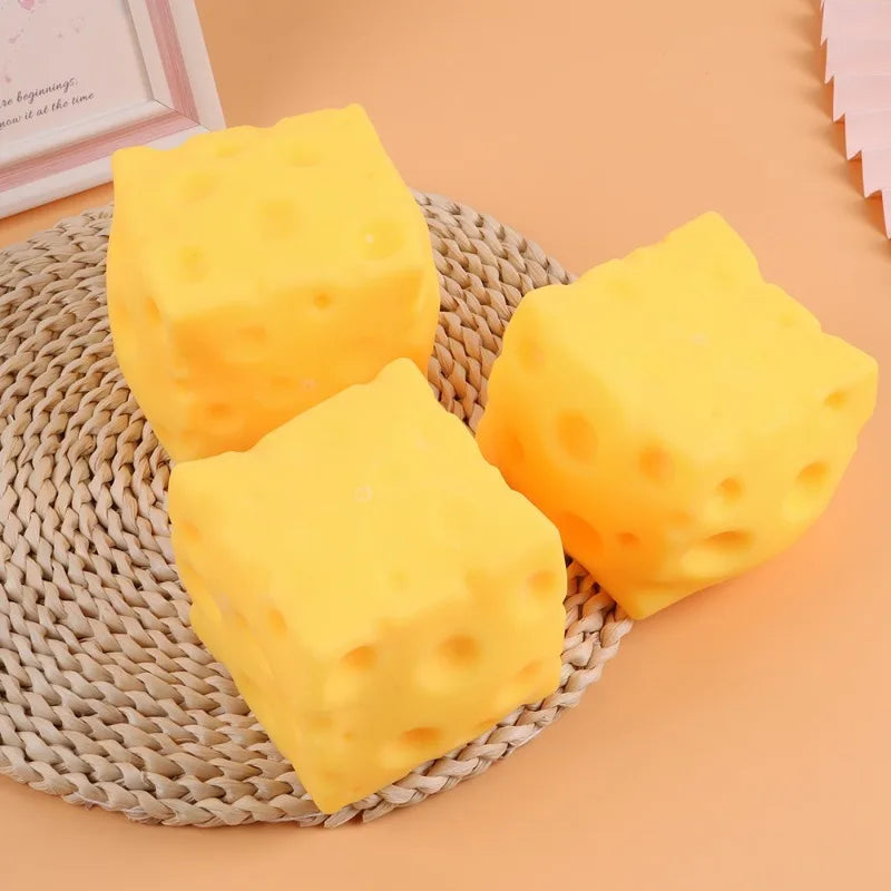 .Giant Cube Cheese Squeeze Toy Simulation Extra Large Size Cheese Fidget Toy Slow Rebound Shapeable Venting Ball for Adult Gifts
