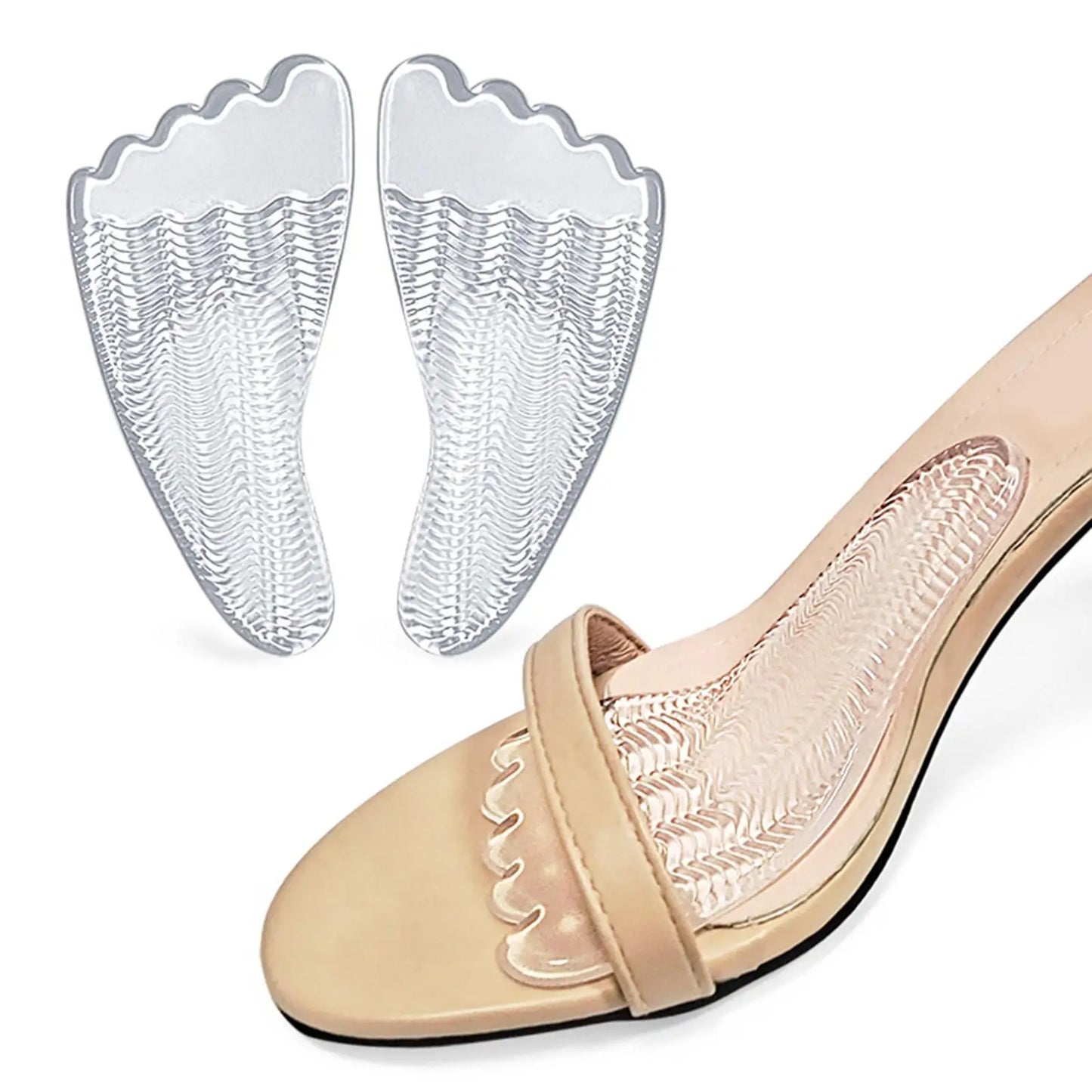 2 Pieces Arch Support Shoe Inert Portable Anti Slip Universal High Heel Inserts for Sandals Sports Flats Boots Casual Shoes