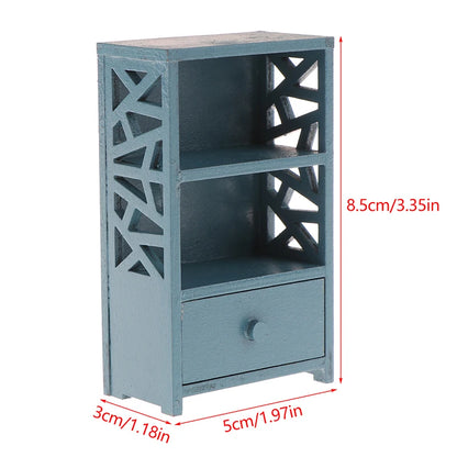 1PC Vintage Miniature Furniture 1:12 Dollhouse Wood Table Multifunction Cabinet Bookcase Model Toy Cupboard Dolls Accessories