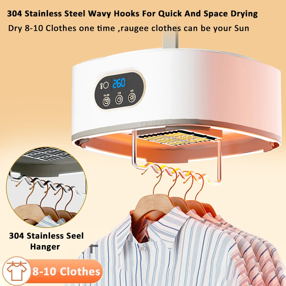 Portable Clothing Dryer Electric Clothes Dryer UV Sterilization Laundry Dryer Folding Portable Clothes Dryer with Remote Control