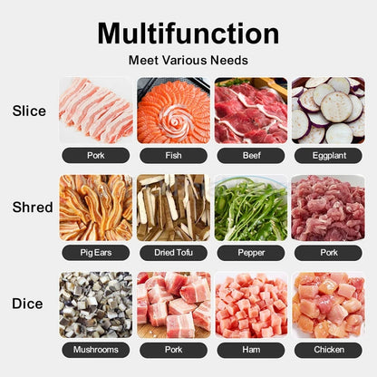 Multifunctional Electric Meat Slicer Automatic Slicer Stainless Shred Slicer Cutter Meat Vegetables Fish Meat Grinder Machine