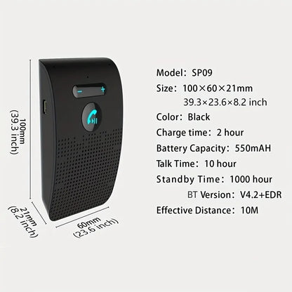 Wireless Bluetooth Hands-Free Car Kit with Sun Visor Speakerphone for Multi-Point Calls