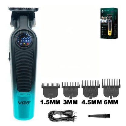 VGR V-996 Trimmer for Men DLC T-Blade LED Display Cordless USB Oil Head Professional Hair Clipper Finishing Machine Haircut