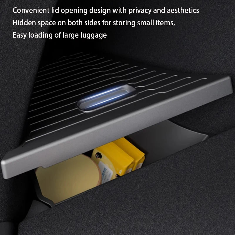 For Tesla Model Y Juniper 2025 TPE Rear Trunk Left Right Side Storage Box Tail Boot Organizer Partition Decoration Accessories
