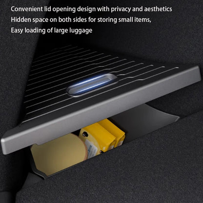 For Tesla Model Y Juniper 2025 TPE Rear Trunk Left Right Side Storage Box Tail Boot Organizer Partition Decoration Accessories