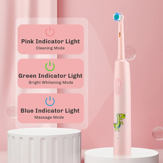 Rechargeable Smart Toothbrush for Children Cleaning Whitening & Massage 3 Modes IP67 Electric Cartoon Toothbrush 2-Min Timer