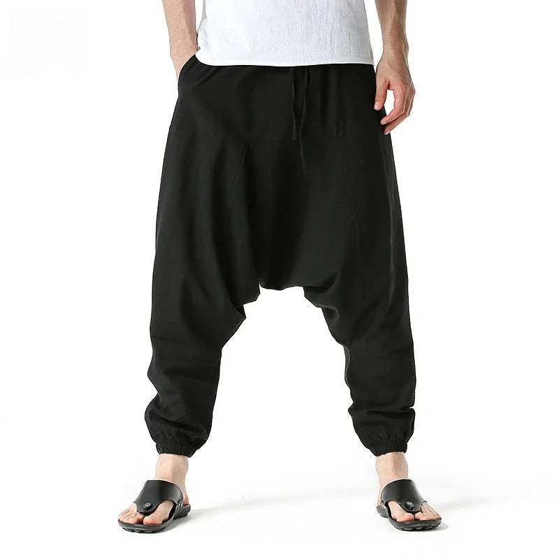 New Men Harem Pants Sweatwear Baggy Casual Yoga Loose Cotton Sport Jogging Pants Cross Pants for Men Japanese Streetwear