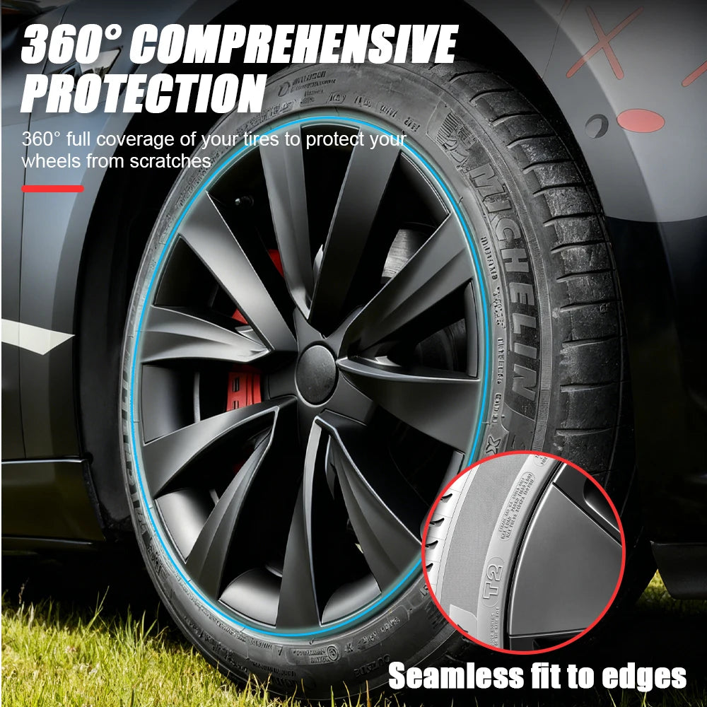 4PCS Hub Caps for Tesla Model 3 18 Inch Wheel Cover Performance Replacement Aero Wheels Full Rim Accessories 2018-2023 2022 2021