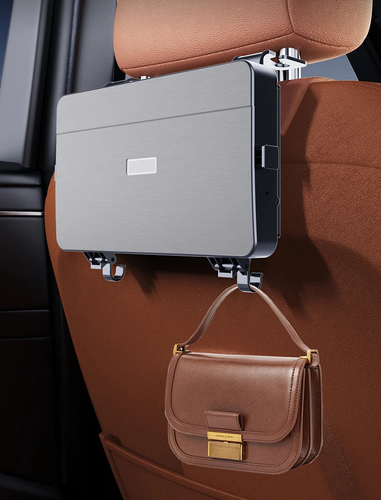 Lrbh Premium Plastic Rear Seat Organizer, with Foldable Tray, Dual Cup Holders, Phone Slot, and Large Storage Space, Easy to Install Vehicle Seat Back Accessories
