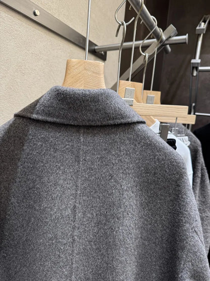 Fashion Winter Male Short Style Turn Down Collar Jacket Loose Fit Double Breasted Trench Coat Long Sleeves Pocket Warm Overcoat