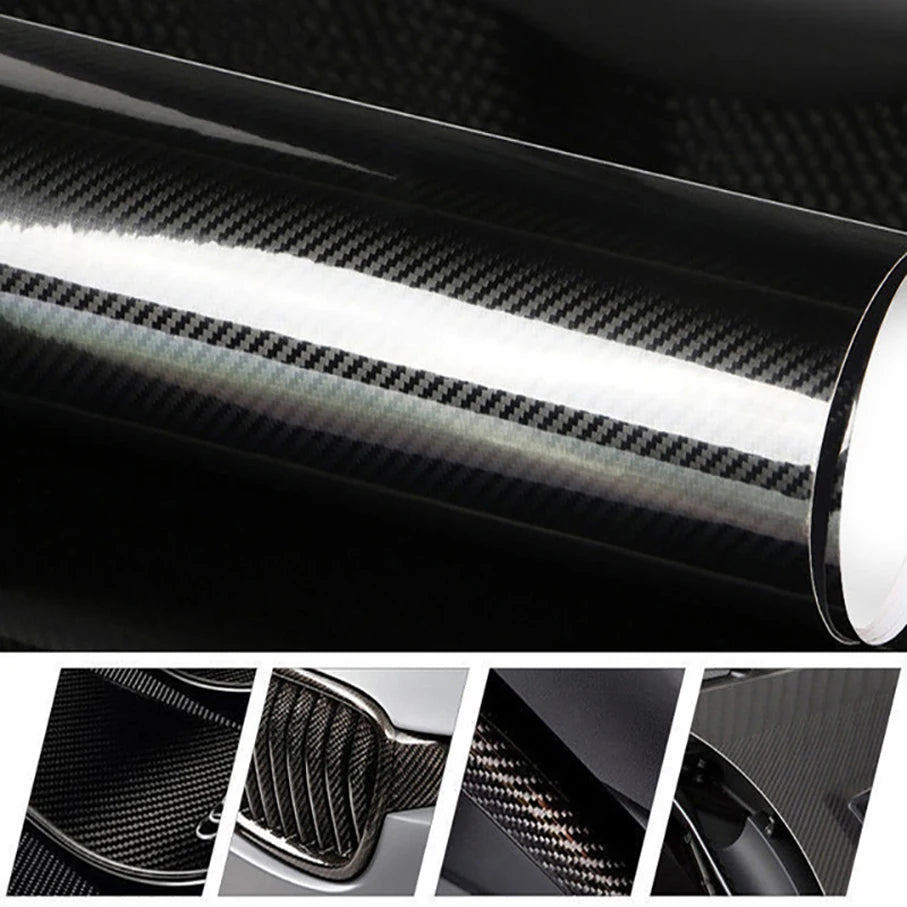 152*10/30cm Glossy 5D 6D Carbon Fiber Vinyl Wrap Car Stickers DIY Protective Film Auto Accessories Motorcycle Tablet Decal