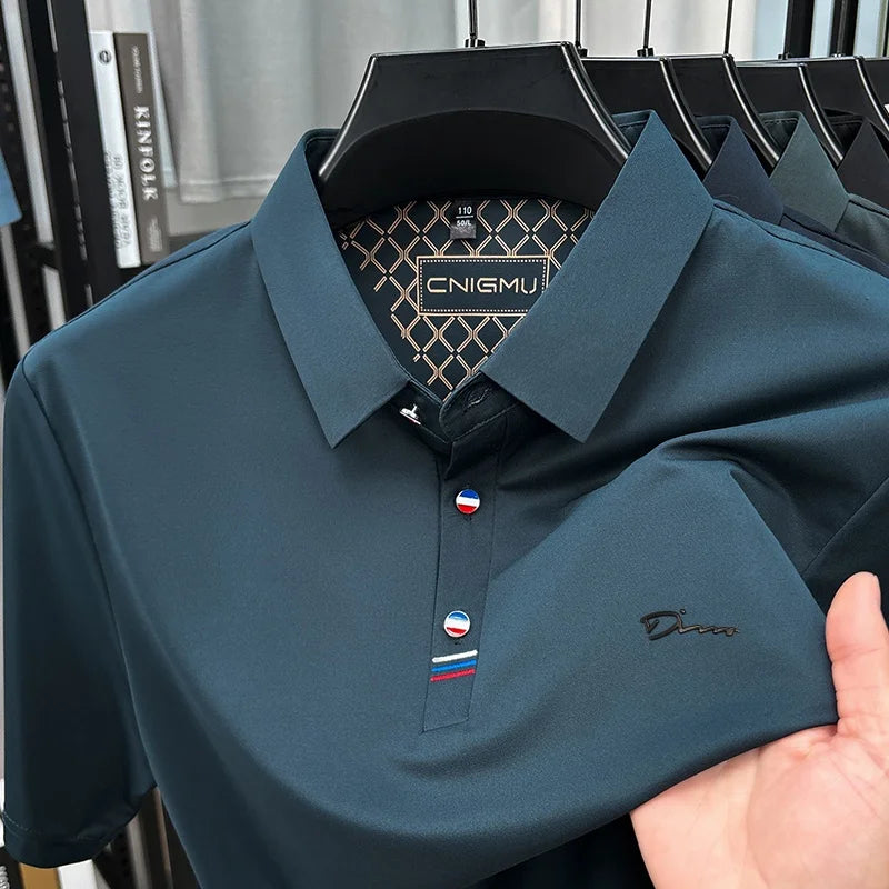 Luxury Man Short-Sleeved Polo Shirt Lapel Button Letter Embroidery Spring Casual Elegance T-Shirt Simple Business Men's Clothing