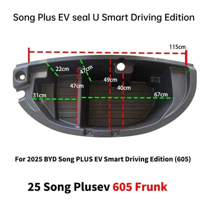 Front Trunk Storage Box For BYD Song Plus EV Seal U 2023-2025 Car Interior Storage Rear Trunk Storage Boxes Body Kit Accessories