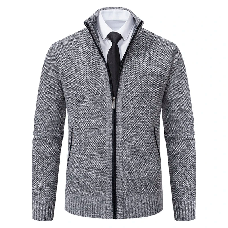 Product Name: Men's Knit Cardigan Sweater, Formal & Casual Outfit - Easy-Care Everyday Sweater Jacket, Winter Stand-Up Collar Fl