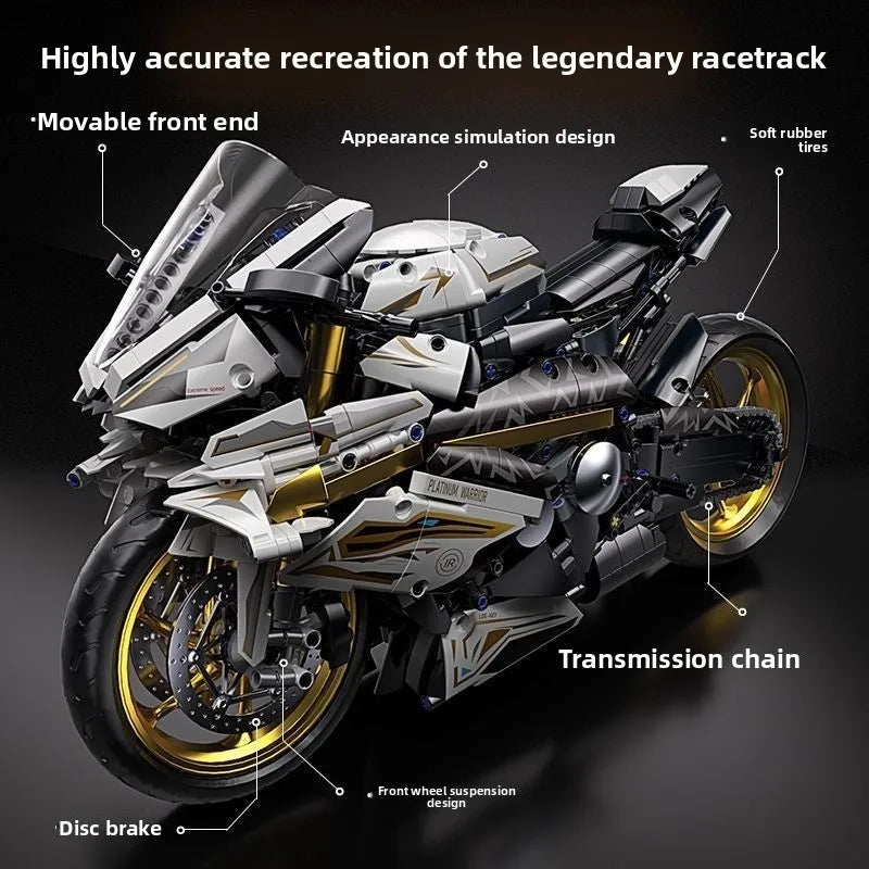 Platinum BMW Motorcycle Mechanical Racing Children's Toys Puzzle Assembled Building Block Model Ornaments Boy Gift