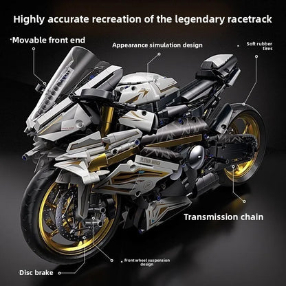Platinum BMW Motorcycle Mechanical Racing Children's Toys Puzzle Assembled Building Block Model Ornaments Boy Gift