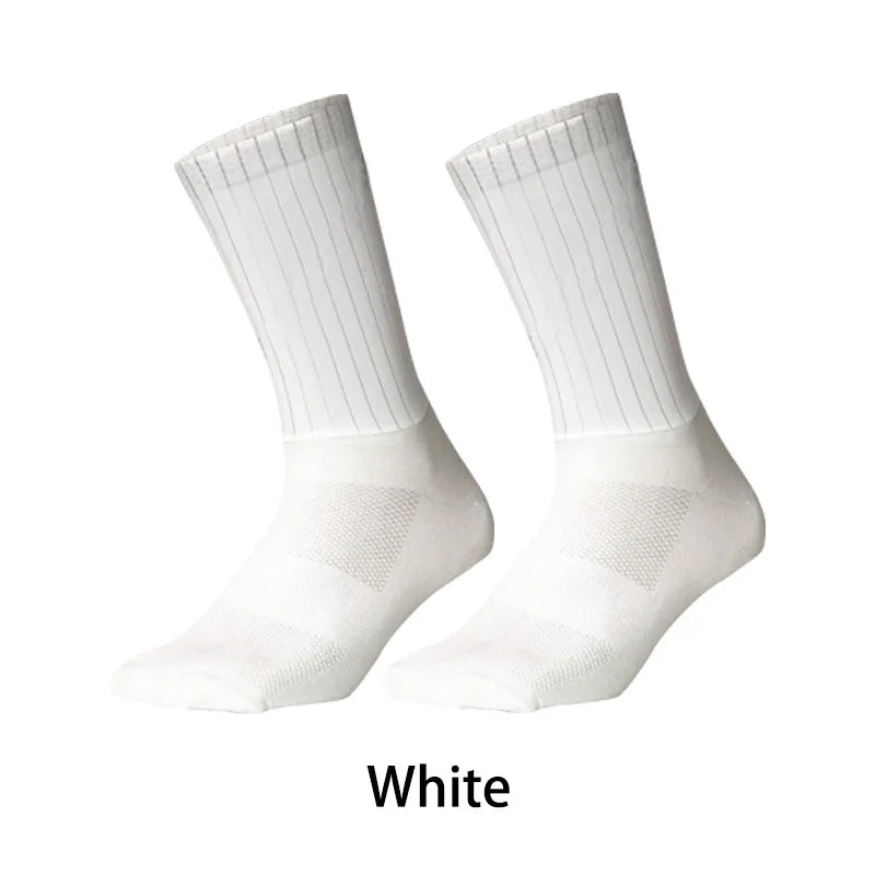 Cycling Slip Anti Silicone Summer Whiteline Aero Socks Socks Men Bicycle Sport Running Pure Color Bike Socks Calcetines Socks