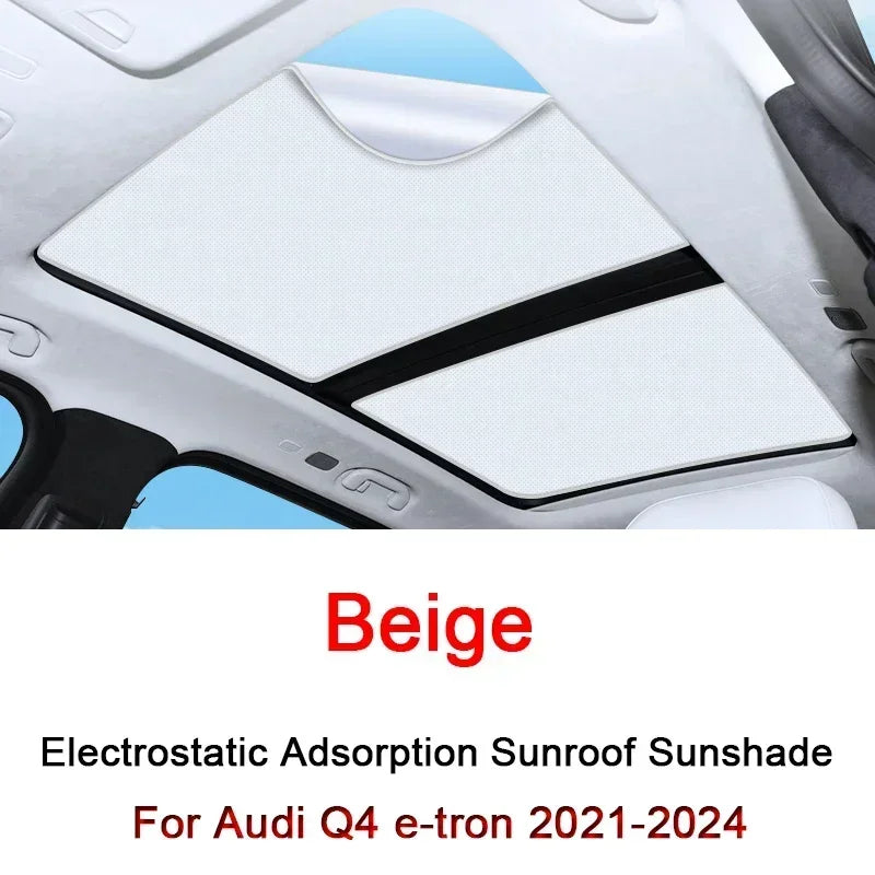 Roof Sunshade Fit For Audi Q4 e-tron 2021-2023 2024 Car Electrostatic Adsorption Sunroof Sunshade Skylight Blind Shading Sticker