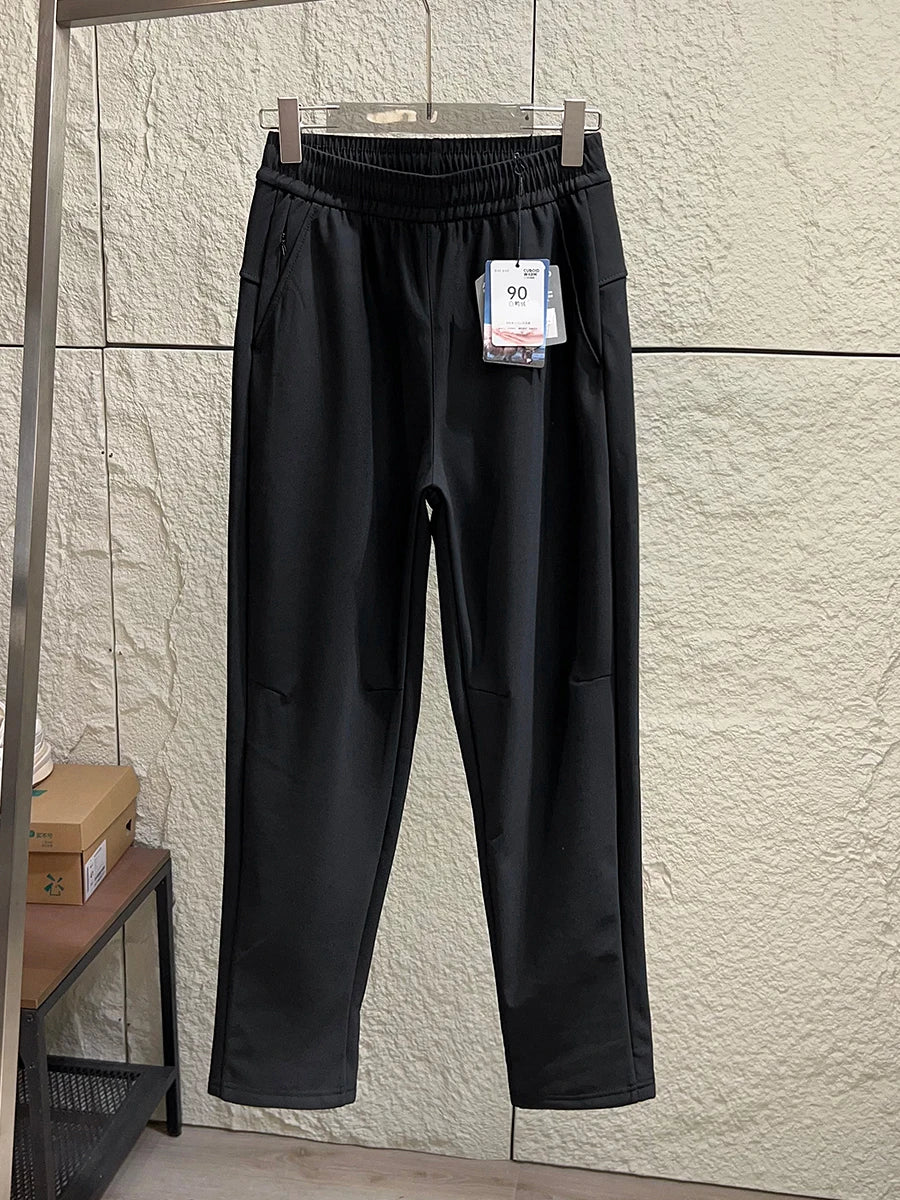 Outdoor Softshell down Pants Thickened Winter Commuting Trousers Men's Youth Fashion Warm Casual Nylon Spandex Fabric