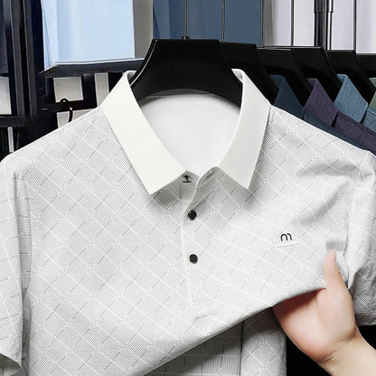 New Fashion Men's Short Sleeve Polo Shirt Summer Business Casual Cool Skin-Friendly Breathable T-Shirt for Men