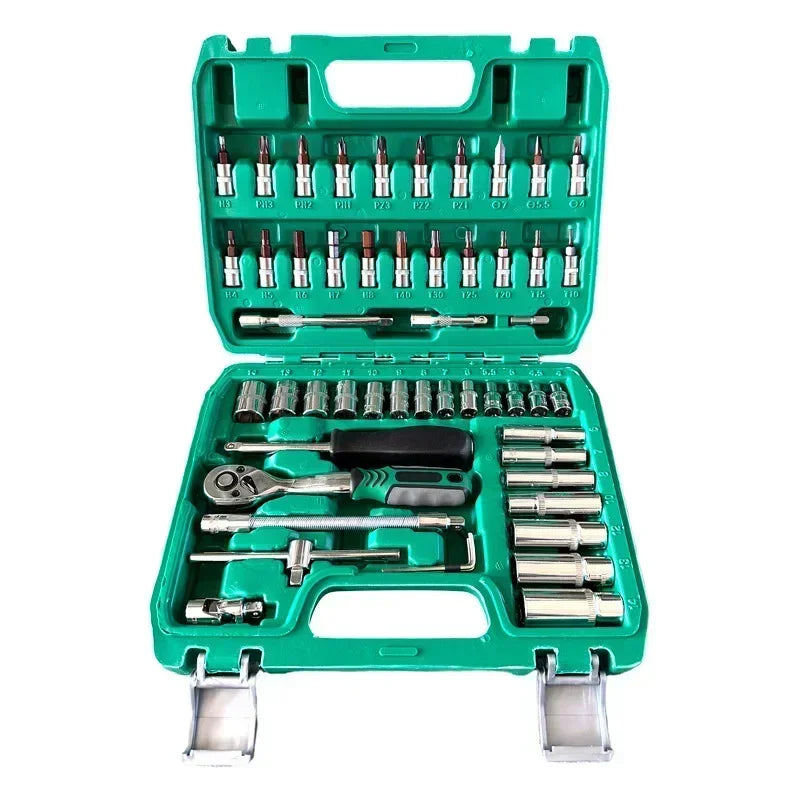 53-Piece Car Repair Tool Set with Sockets and Case, Steel Construction, for Street-Touring Motorcycles and Vehicle Maintenance