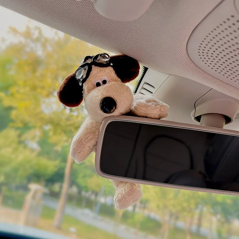 Cute Puppy Rearview Mirror Ornament, Lying Doll, Car Decoration, Central Control Screen Car Doll, Interior Accessories for Women