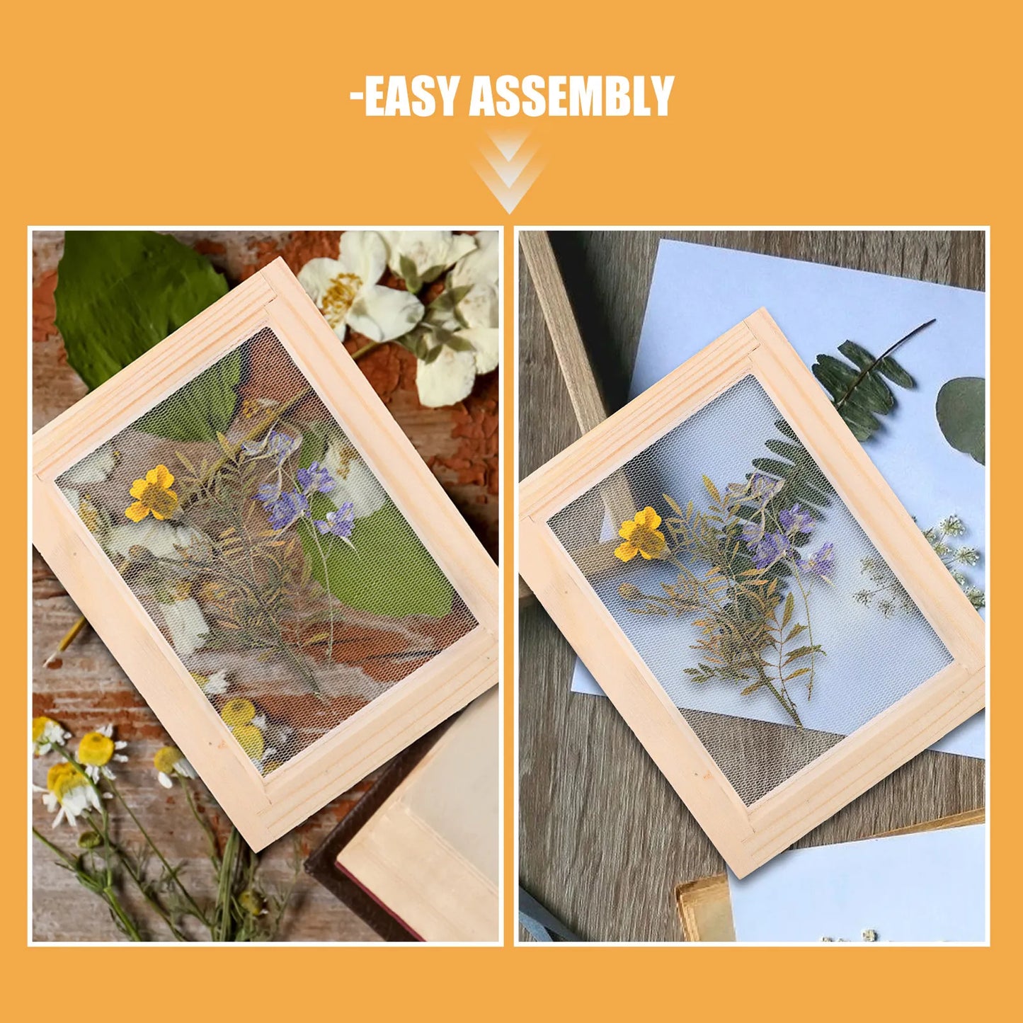 4Pcs Wooden Screen Mold for Papermaking DIY Paper Craft Frame Kit Smooth Finished Surface Safe for Kids Dried Flower Paper