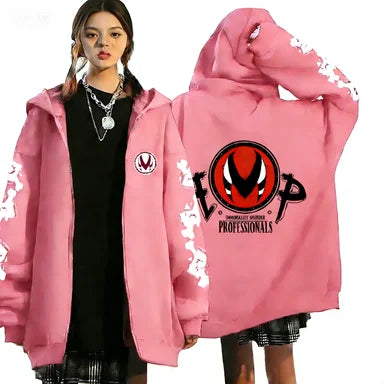 Trendy Anime Hooded Cardigan Unisex Harajuku Style Casual Fashion Long Sleeve Jacket Autumn Winter Fleece Zipper Sweatshirt