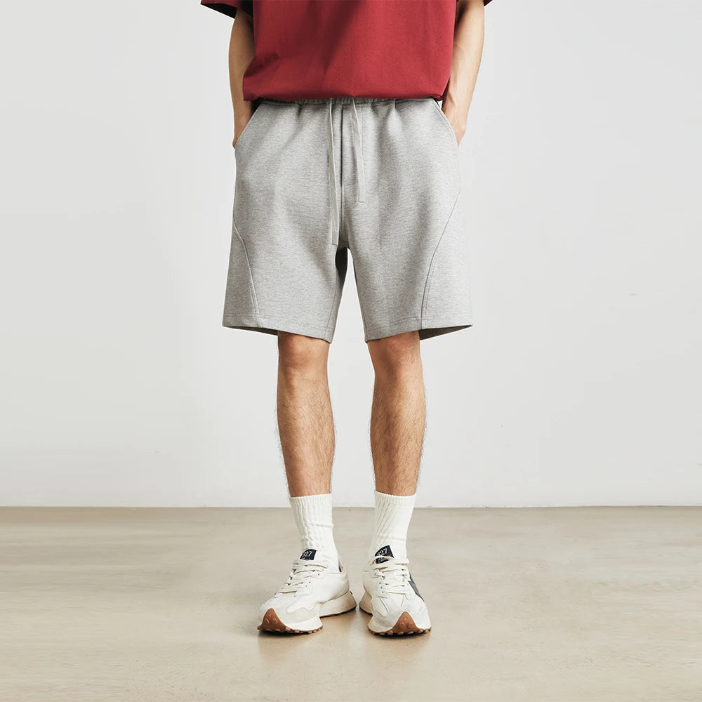 Men's Summer New American Casual Shorts Straight Loose Five-point Pants Solid Color Drawstring Pocket Micro-elastic Sports Pants