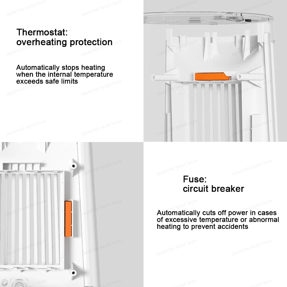 MIJIA Desktop Fan Heater,45° Oscillating,PTC Ceramic Indoor Electric Heaters,Compact Lightweight,CN Version With Adapter