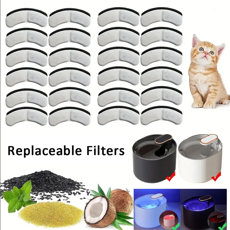 A98I-Pet Water Dispenser Filter Cartridge Set 12Pcs Cat Water Fountain Replacement Parts For Dog Feding And Drinking Supplies