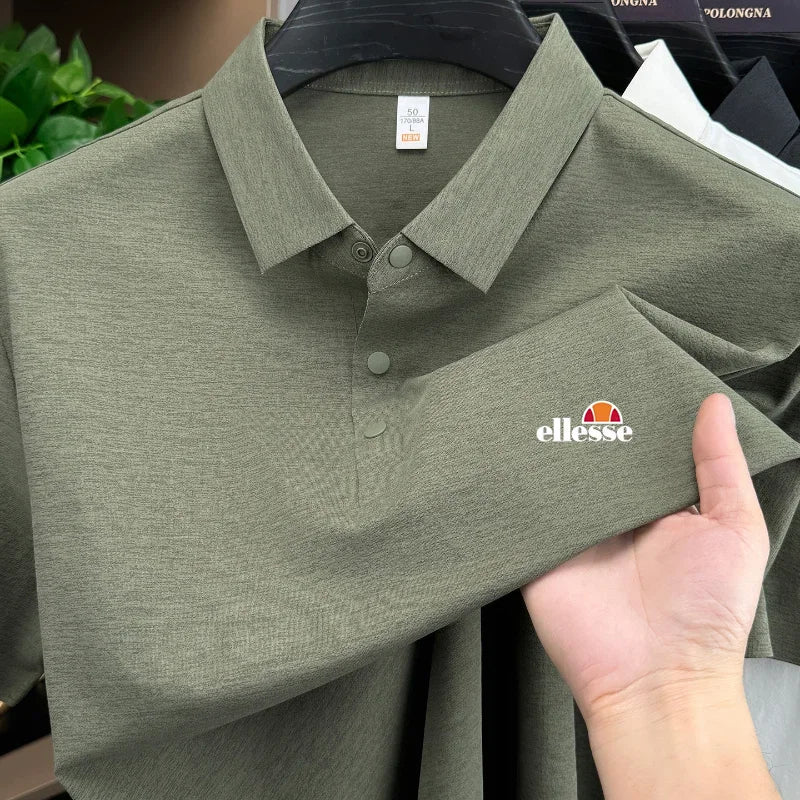 High end brand men's polo shirt printed short sleeved top 2026 summer new comfortable breathable casual and fashionable T-shirt