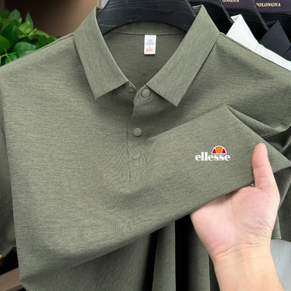 High end brand men's polo shirt printed short sleeved top 2026 summer new comfortable breathable casual and fashionable T-shirt
