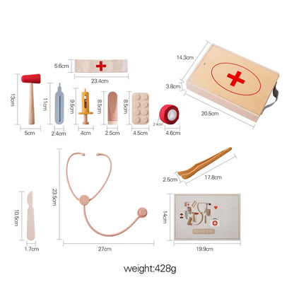 Baby Doctor Simulation Toy Set Silicone/Wooden Medical Simulation Toys Baby Educational Games For Intelligence Children's Gifts