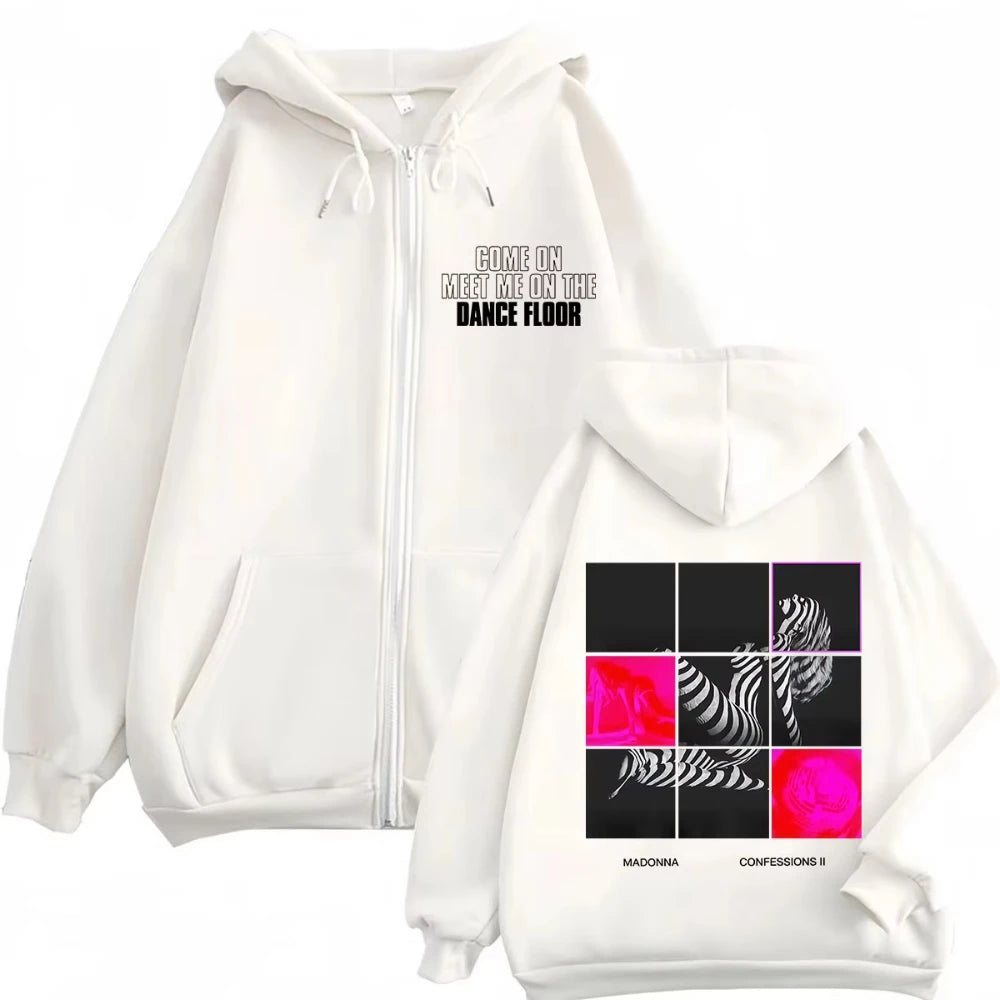 Madonna CONFESSIONS II Album Tour 2026 Printed Casual Hip Hop Y2k Street Style Printed Pattern Hoodie Daily Dressing