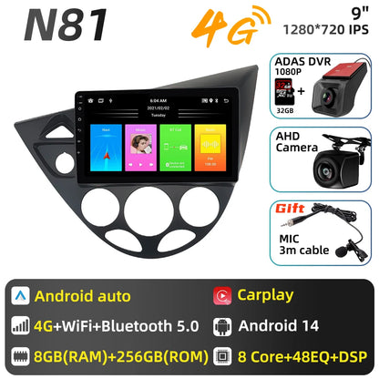 Car Multimedia for Ford Fiesta 1995 - 2001 Focus MK1 1998 - 2004 Car Radio GPS Navigation Android Stereo Carplay Auto 2 Din 4G